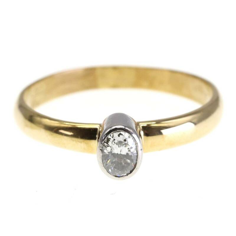 K18×pt900 ダイヤモンド コンビ オーバルダイヤ 0.20ct リング 指輪