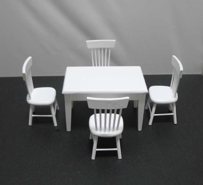 送料無料◆ドールハウス◆テーブル◆椅子4脚◆1：12サイズ(白)◆オビツ11