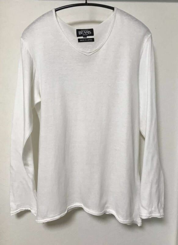 ◆【美品】BEAMS ビームス / カットオフ天竺Vネック長袖Tシャツ/ WHITE S size