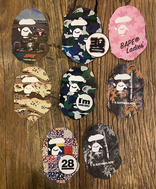 ① 新品 未使用 BAPE A BATHING APE ベイプ エイプ 非売品 ノベルティ ステッカー 8枚セット