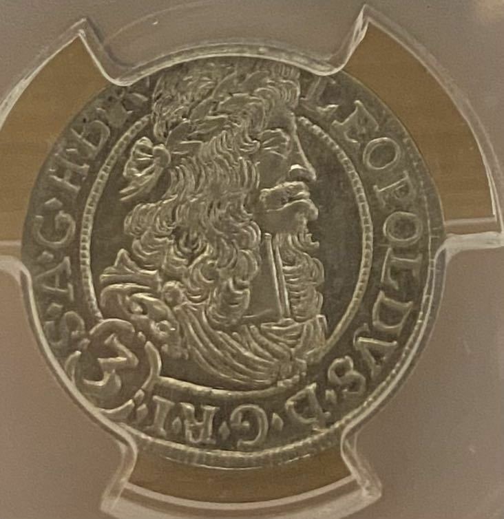 レオポルト1世　神聖ローマ帝国　1694年　銀貨　MS62 PCGS　オーストリア　3クロイツァー　アンティークコイン