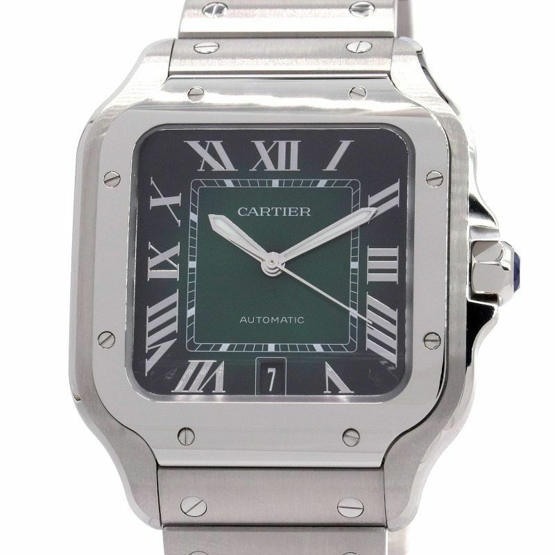 [3年保証] カルティエ メンズ サントスドゥカルティエLM WSSA0062 グリーン文字盤 サントスLM 自動巻き 腕時計 中古 送料無料