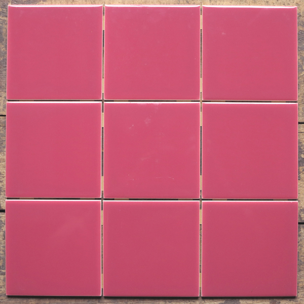5シートset ローズピンク デットストック タイル 裏紙貼　検: 赤 紫 壁 キッチン 風呂 トイレ 壁紙 壁材 DIY レトロ アンティーク ダントー