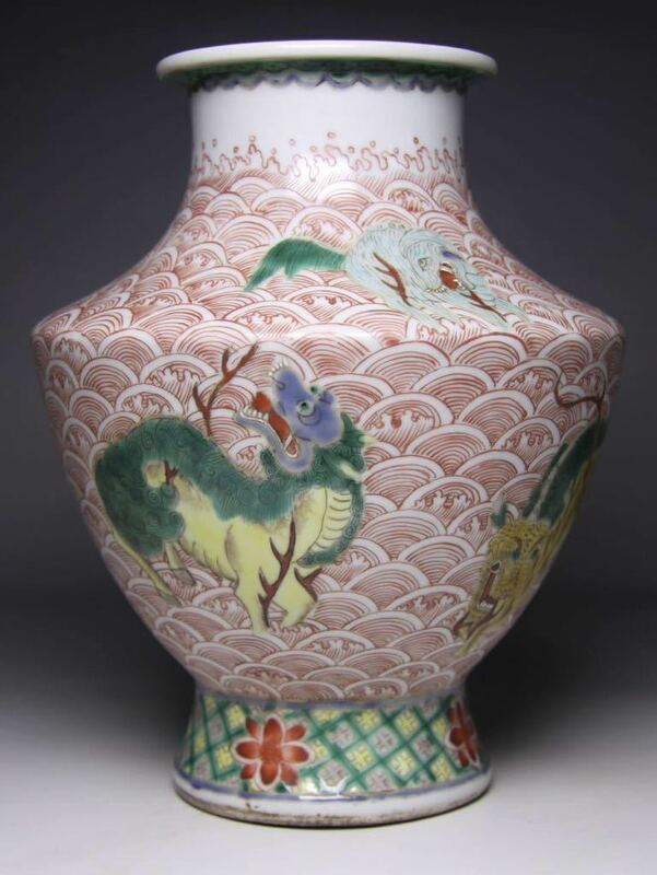 中国美術　清時代粉彩花入 壺「大清乾隆年製」在銘 大型花瓶 古玩 極細工