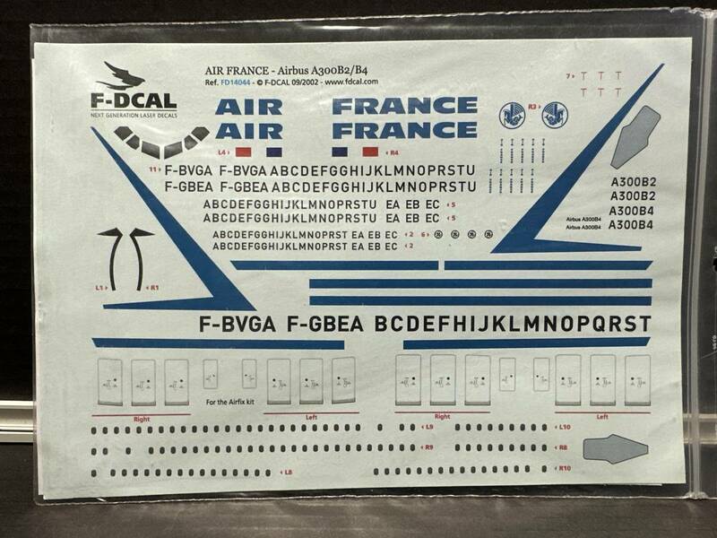 F-DCAL 1/144スケール　エールフランス航空エアバスA-300用デカール