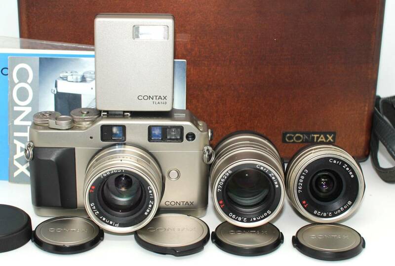 ★希少・美品★ CONTAX コンタックス G1 Kit 20th Anniversary 28 45 90mm レンズ TLA140 木製ケース #X006