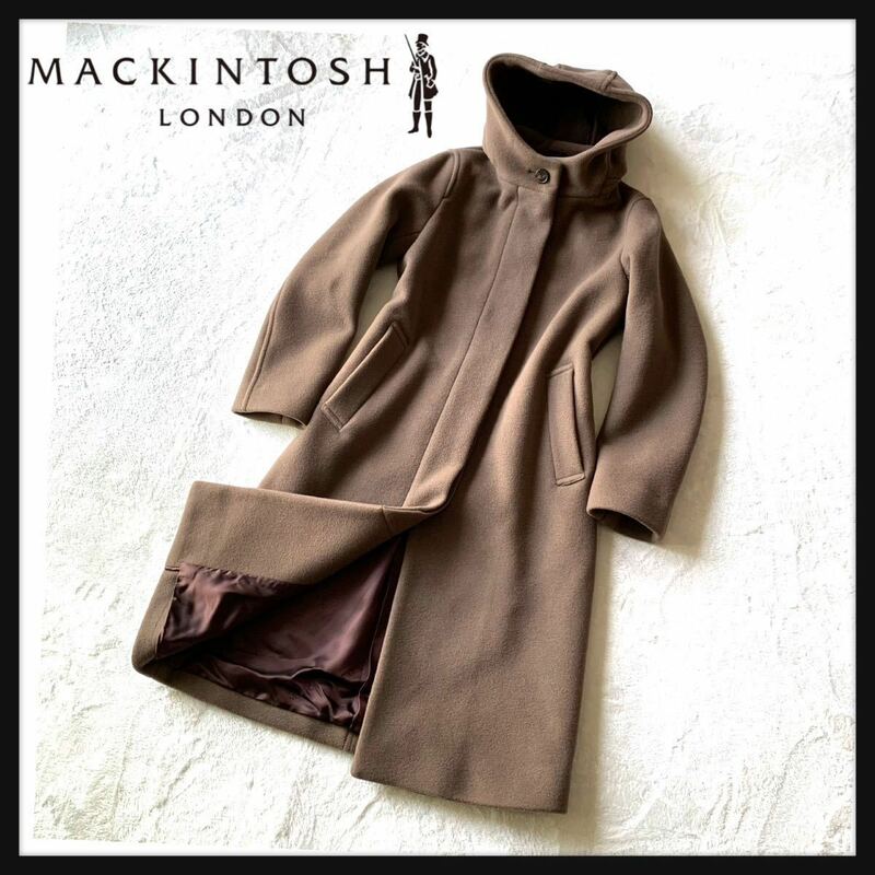 【美品】MACKINTOSH LONDON マッキントッシュCHRYSTON クリストン ウール ダブルクロス ロング コート フード 定価15万円