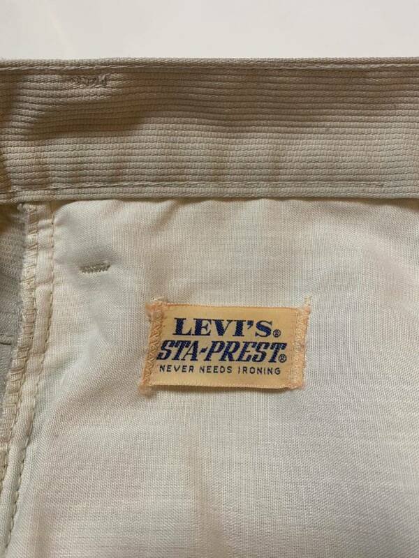 【1960s】 Levi's STA-PREST スタプレ　ビンテージ　ビッグE ベージュ　33インチ　70s 80s フレア　517 646 リーバイス　ラングラー