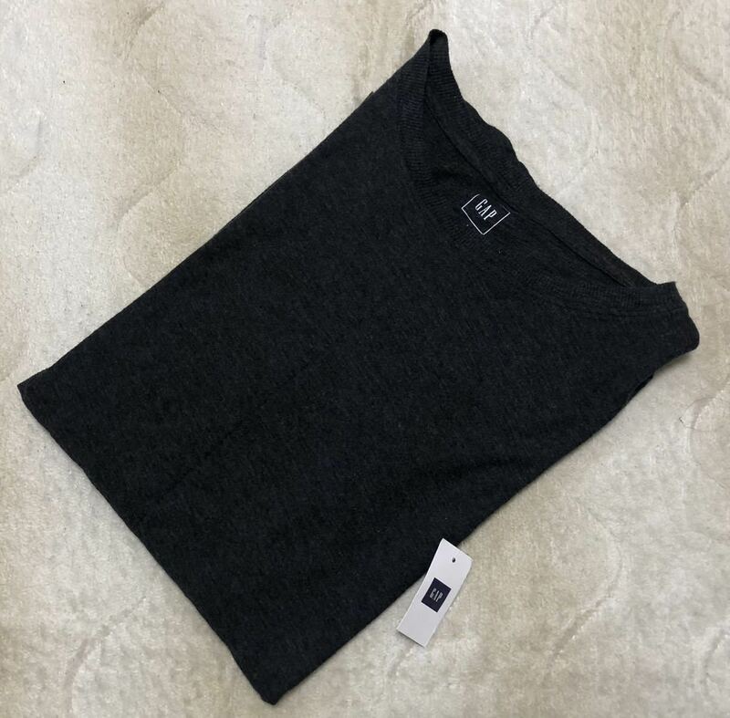 新品★GAP★ギャップ 丸首 長袖 Tシャツ L グレー系 薄手 コットン インナー 起毛 352587