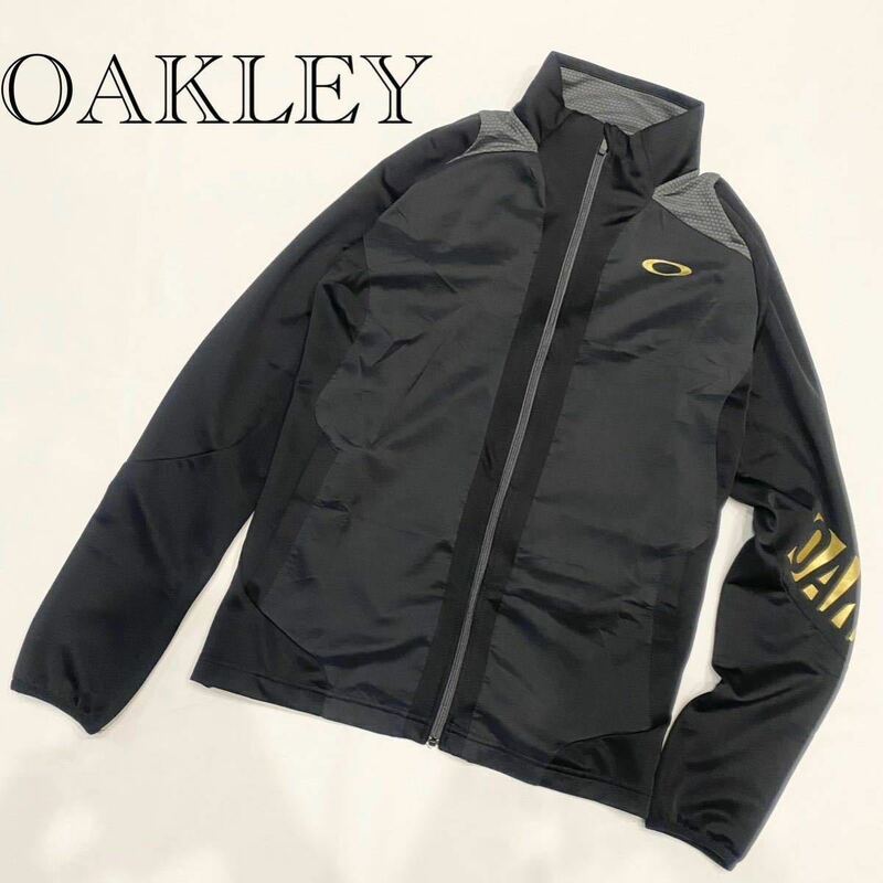 良品◎ OAKLEY オークリー ジャージ ジャケット スポーツ ゴルフ メンズ フルジップ スカルロゴ ブラック