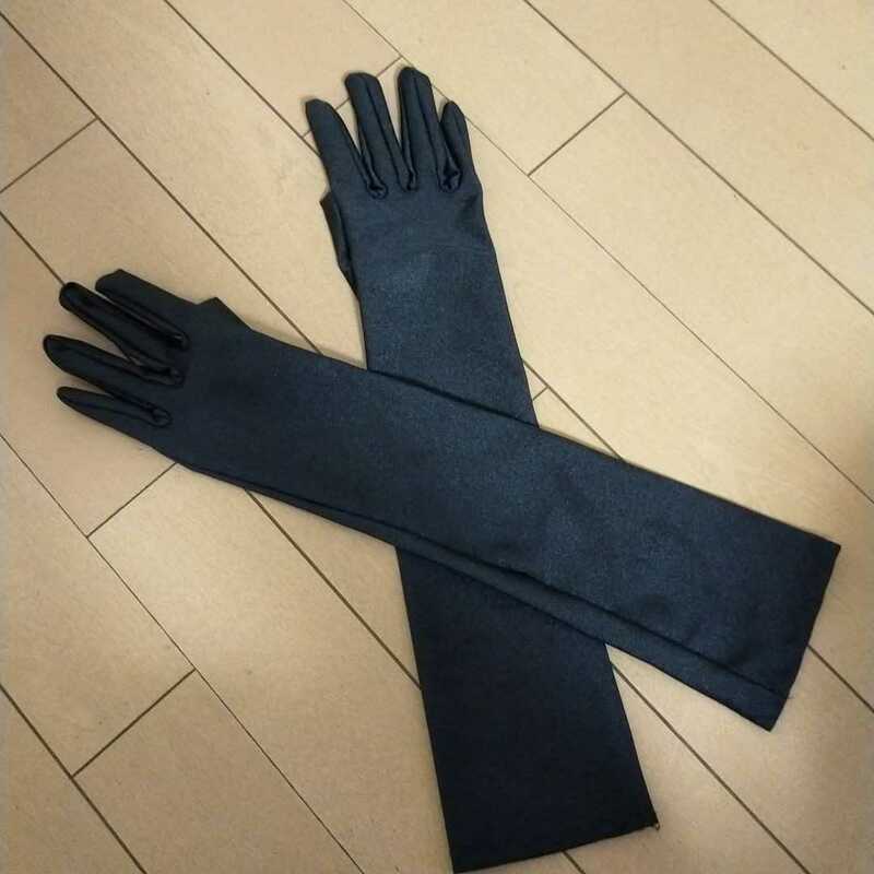 新品51cm丈ストレッチロング手袋黒ブラックウエディンググローブ花嫁ダンス衣装