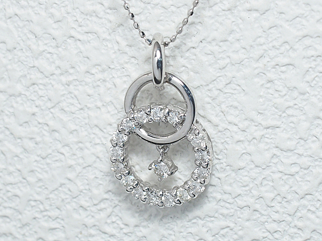 富士屋 ◆ ダイヤモンド/0.57ct K18WG デザイン ネックレス 仕上済