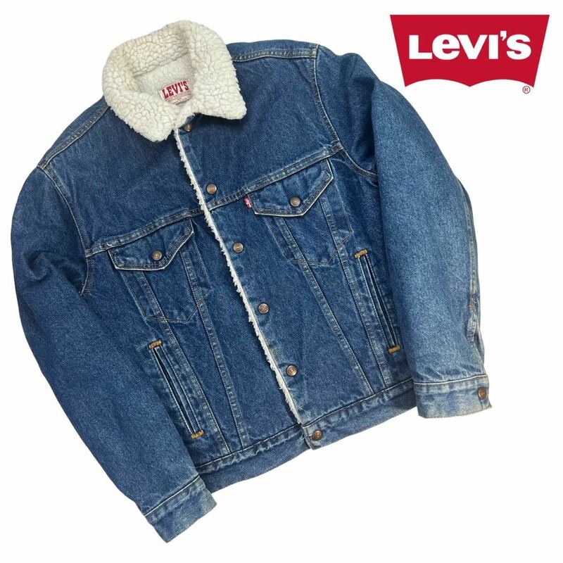 美品 Levi 's リーバイス 70s 80s ボアデニムジャケット サイズ40/L相当 スモールe vintage 古着 襟元汚れ.フロント汚れ.色褪せ有 A2887