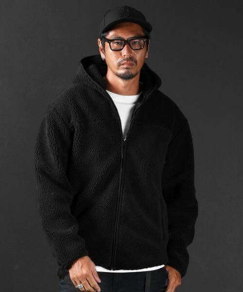 The DUFFER of ST.GEORGE BOA HOODED JK ビッグシルエット オ−バーサイズ ボアパーカー ライトアウターXL黒