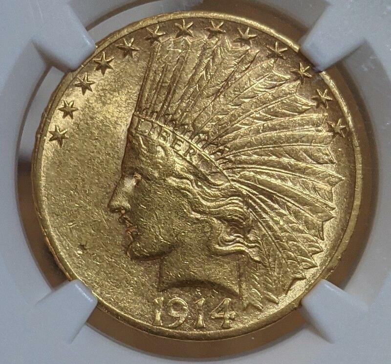 1914年 アメリカ 10ドル金貨 インディアン NGC AU DETAILS 米国 アンティークコイン ヴィンテージ