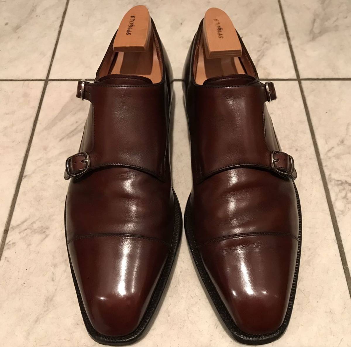 希少 販売終了モデル 「Roberto Ugolini by Otsuka」ロベルト ウゴリーニ バイ 大塚製靴製 アノネイ・カーフ ダブルモンクストラップ