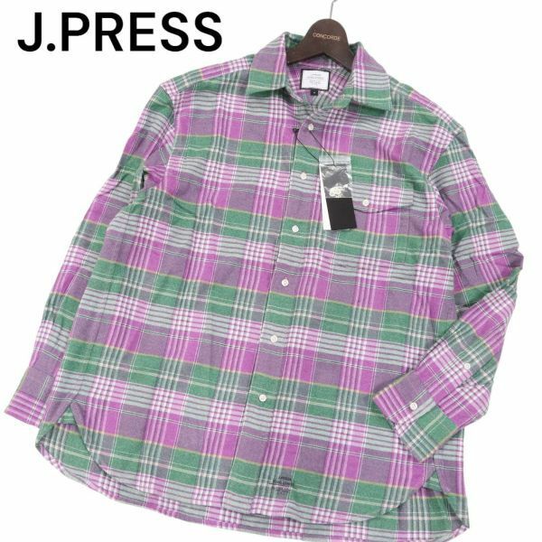 【新品 未使用】 J.PRESS ジェイプレス YORK STREET 秋冬 長袖 チェック ネル シャツ Sz.S　メンズ　I3T01957_B#B