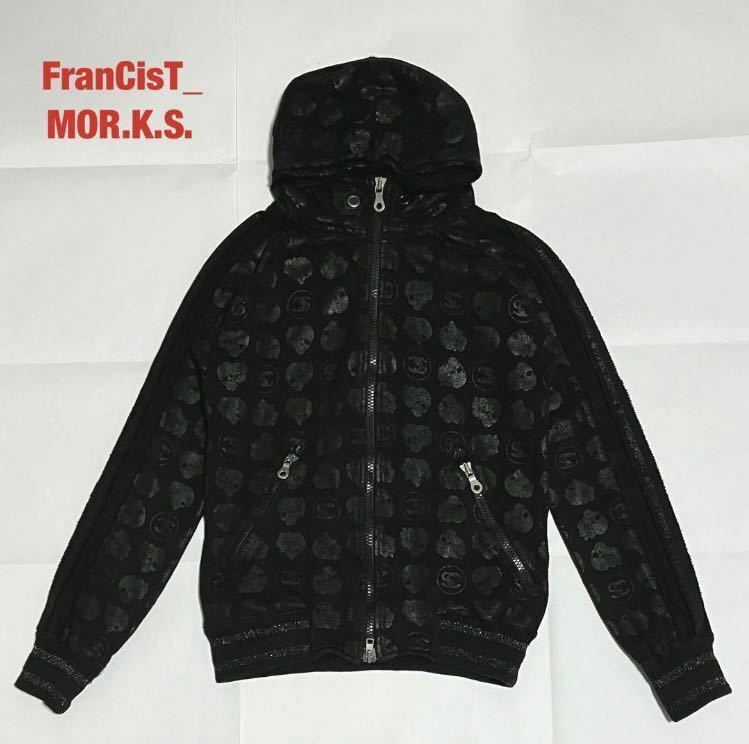 【希少】FranCisT_MOR.K.S.　フランシストモークス　ジップアップパーカー　ロゴデザイン　スカル柄　袖デザイン　ラメ加工　MC0502