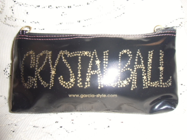 ★garcia-style Crystalball ポーチ　黒 鎖付　(約20×11×マチ2.2cm ) お財布・携帯入れ　新品★