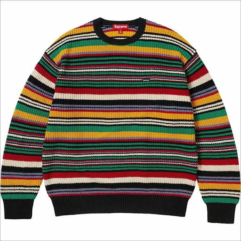 送料無料 マルチ L Supreme Small Box Logo Ribbed Sweater Multicolor シュプリーム スモール ボックスロゴ セーター ボーダー 23FW 新品
