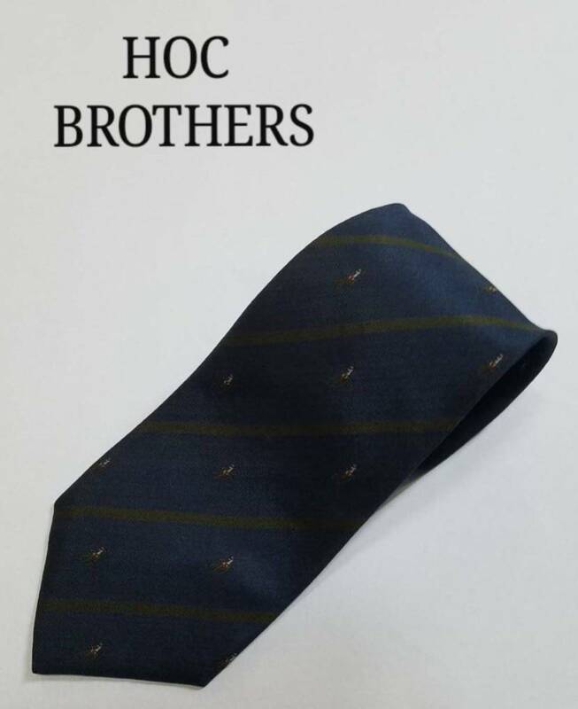 正規品美品 HOC BROTHERS ホックブラザーズ メンズ ネクタイ 絹子100% ストライプ