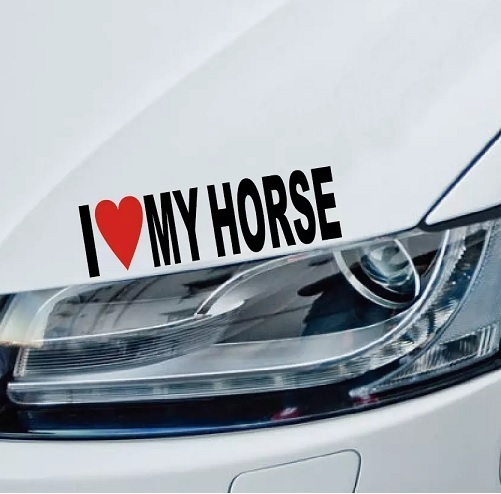 I ラブ MY HORSE　ブラック　ライダーの車にピッタリ　防水　ステッカー　車や家の装飾に　貼り方自由　馬　乗馬 　馬術