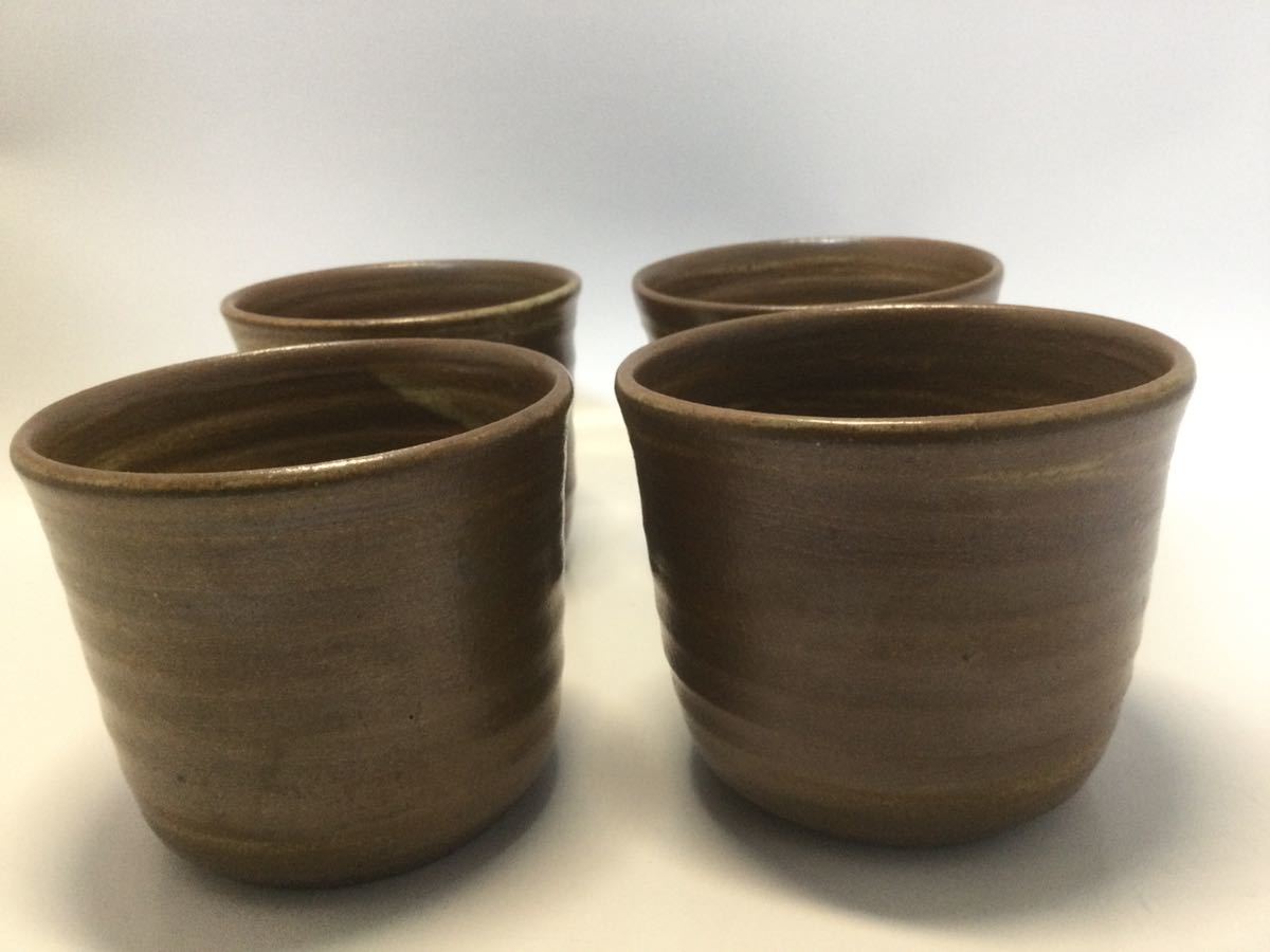 湯呑み4客　ぐい呑み　焼酎飲み　酒器 備前