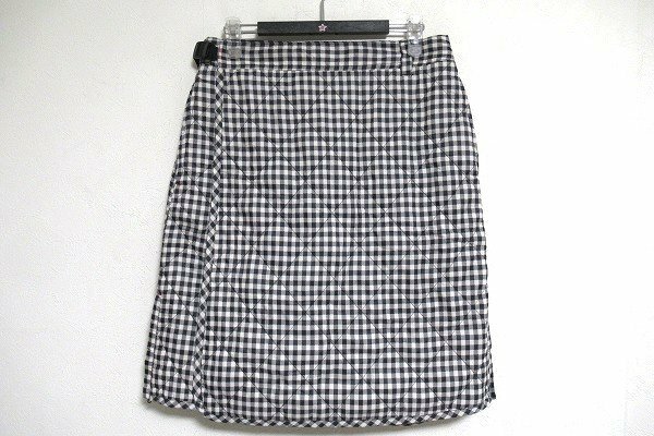 N6427:columbia（コロンビア）キルティングラップスカート ひざ丈スカート(PL5042）白黒チェック/L：5