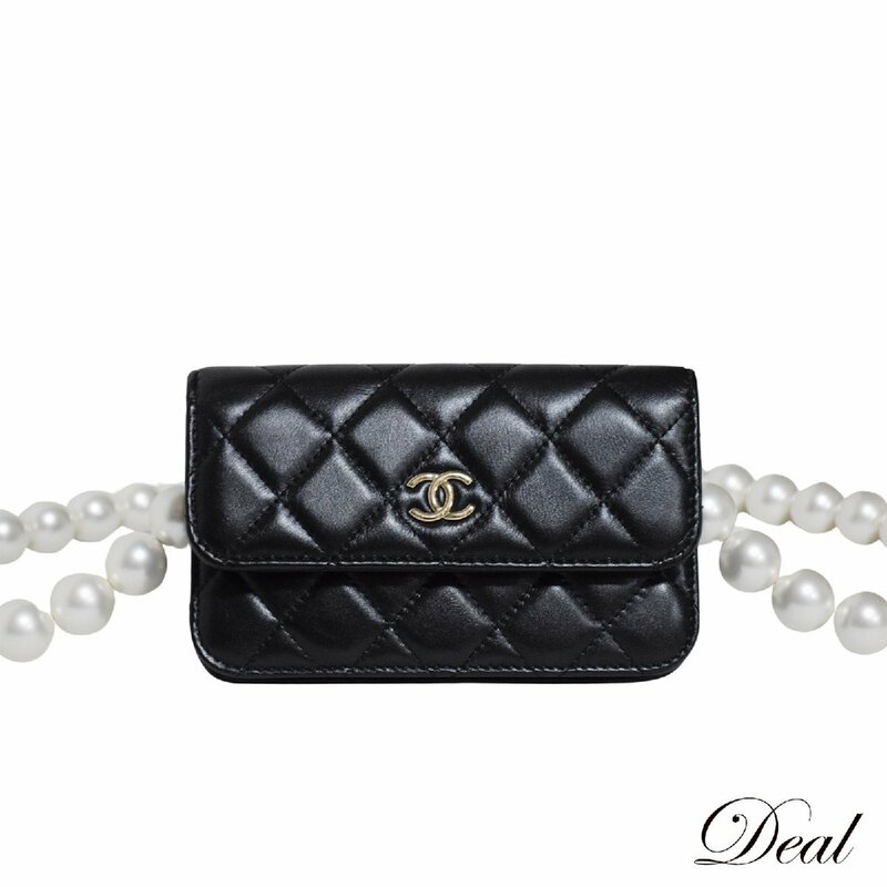 美品 CHANEL シャネル ミニマトラッセ パールチェーン AP1839 チェーンウォレット レディース ショルダーバッグ