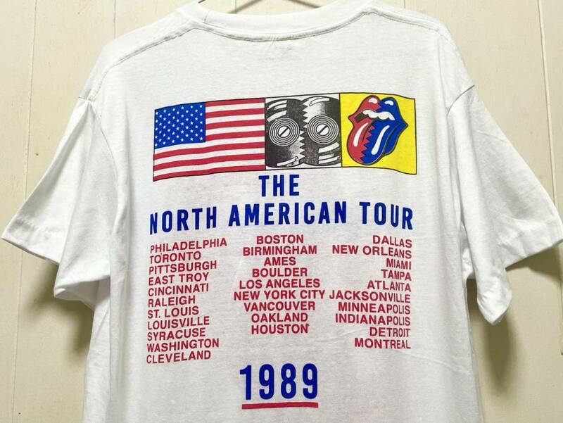 ローリングストーンズNORTH AMERICAN TOUR1989スクリーンスターズ　シングルステッチ　 TシャツL