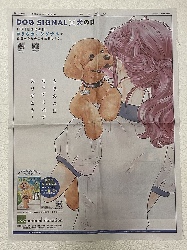 【新聞全面広告】DOG SIGNAL みやうち沙矢 ドッグシグナル ドッグトレーナー コミックブリッジ 匿名配送