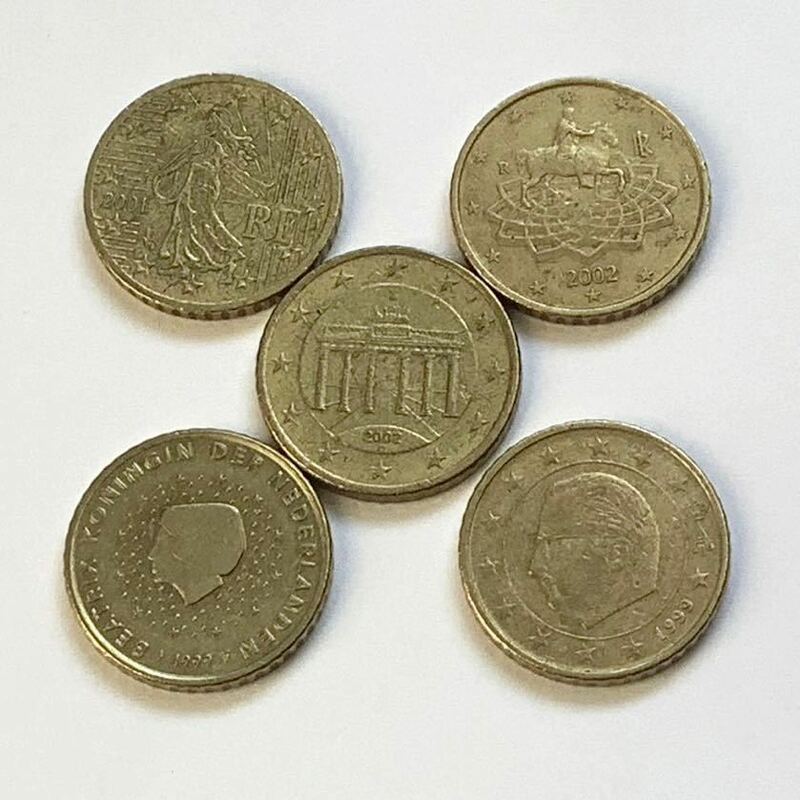 【希少品セール】ユーロコイン 50セント硬貨 フランス イタリア ドイツ オランダ ベルギー 各1枚ずつ 5枚 まとめて