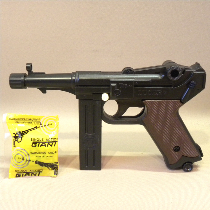 【未使用 新品】1970年代 当時物 シュマイザーMP-40/ルガーP-08の合体 タイガー ルガー7 プラ弾 鉄砲 ( ビンテージ 昭和レトロ 駄菓子屋 銃
