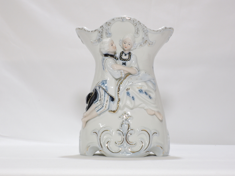 イタリア ドマン 陶器 フラワーベース ■ Demain ORIGINAL COLLECTION コバルト人形 貴婦人 貴公子 美品