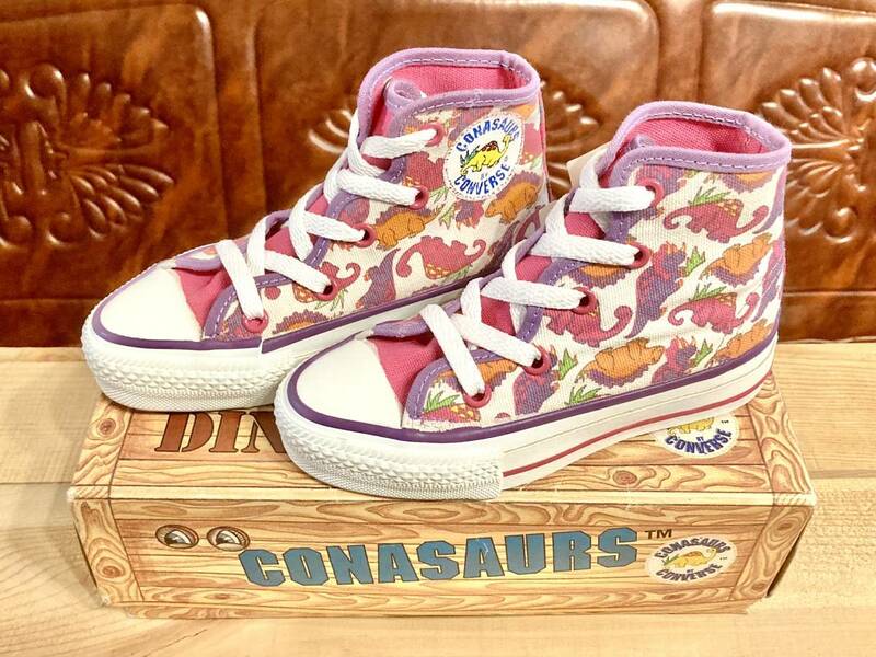 ★☆希少レア!converse コナソー Hi ピンク 10 18cm コンバース 恐竜 ハイカット キッズ ダイナソー デッドストック ビンテージ 2310☆★