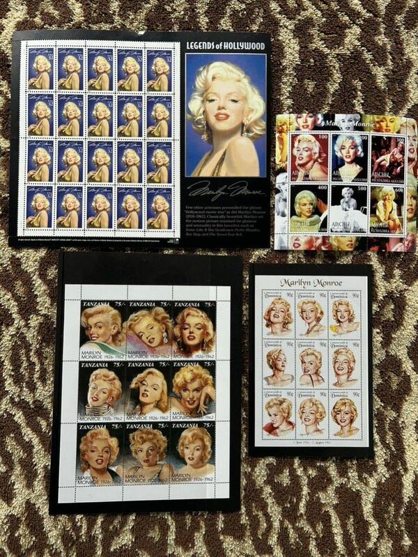 海外切手　マリリン・モンロー/Marilyn Monroe 切手4種類　未使用品