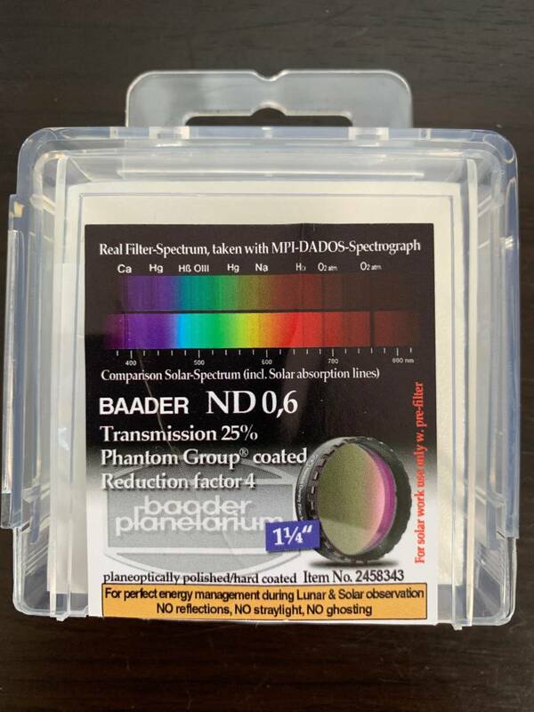 Baader バーダー ND 0.6 フィルター31.7mm 25%