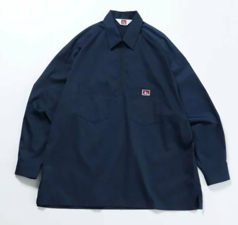 送料無料！ BEN DAVIS ベンデイビス ハーフジップ ワークシャツ NAVY　M