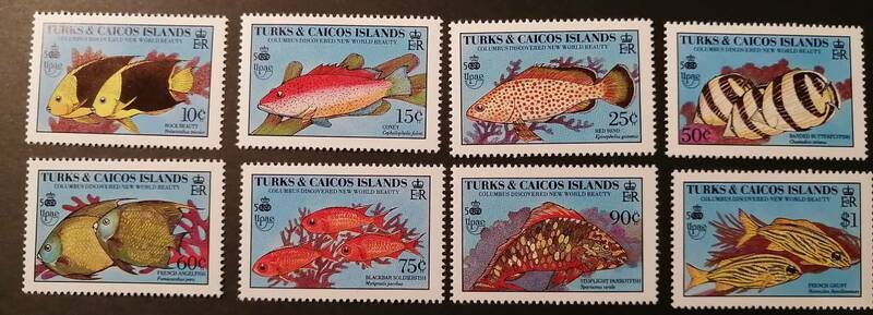 タークス・カイコス 魚(8種) MNH