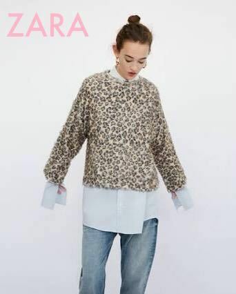 sale!新品タグ付☆ZARA☆レオパード柄エコファーワイドスリーブニット