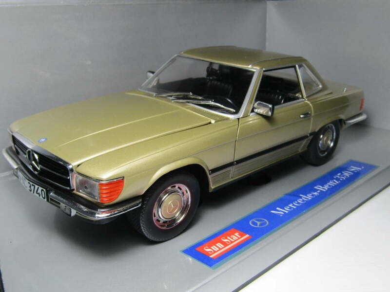 Mercedes Benz 1/18 メルセデスベンツ 350SL ハードトップ 3代目 R107 1971-1989 Daimler SunStar製 ゴールド サンスター製 300 560SL 