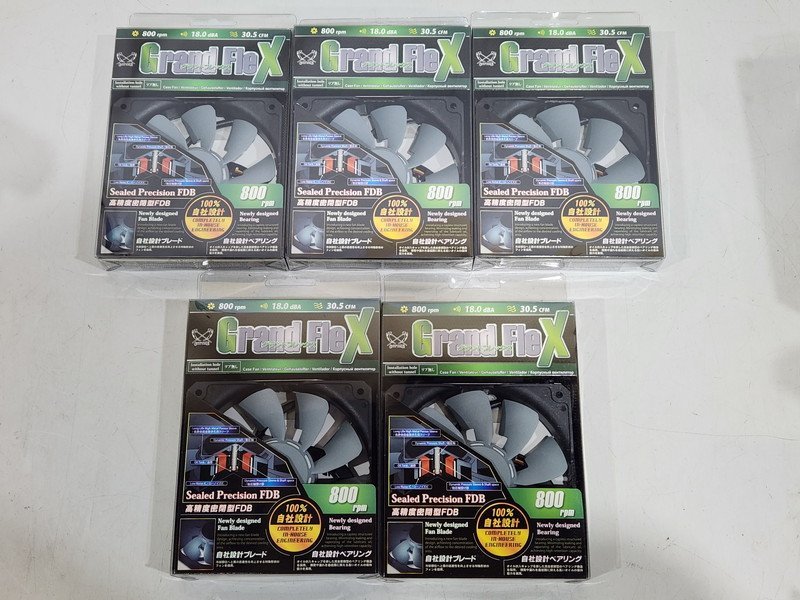 [未使用] SCYTHE サイズ PCケースファン Grand Flex SM1225GF12SL 800rpm 12cmファン 5個セット (1)