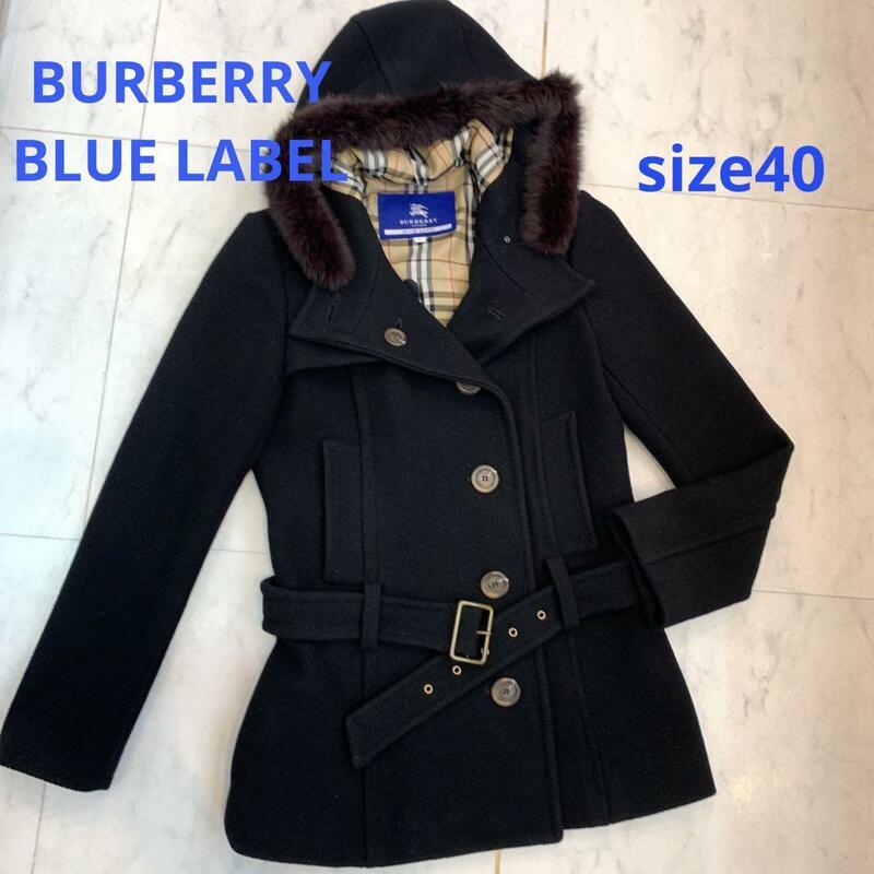 ☆超美品☆BURBERRY BLUE LABEL ハーフコート サイズ40 黒