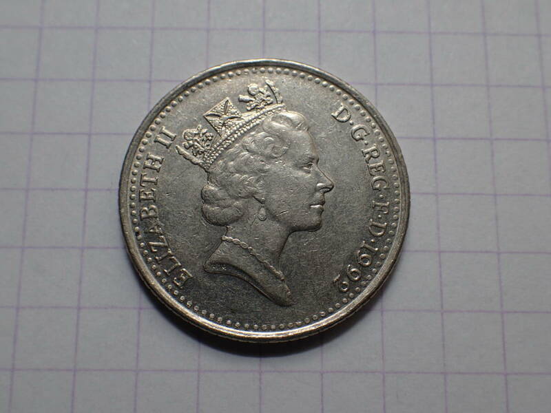 英 10ペンス サイズ変換 発行初年(0.1 GBP)ニッケル銅貨1992年 #3肖像 059 コイン 世界の硬貨 解説付き 