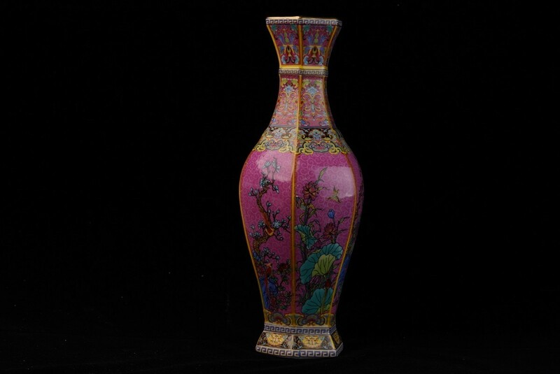【萬藏】中国 古玩 花瓶 琺瑯彩 雍正御製款 中国美術 清時