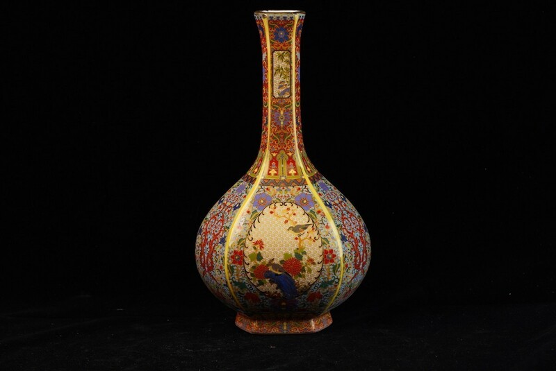 【萬藏】中国 美術 琺瑯彩 花瓶 雍正御製款 高さ28cm