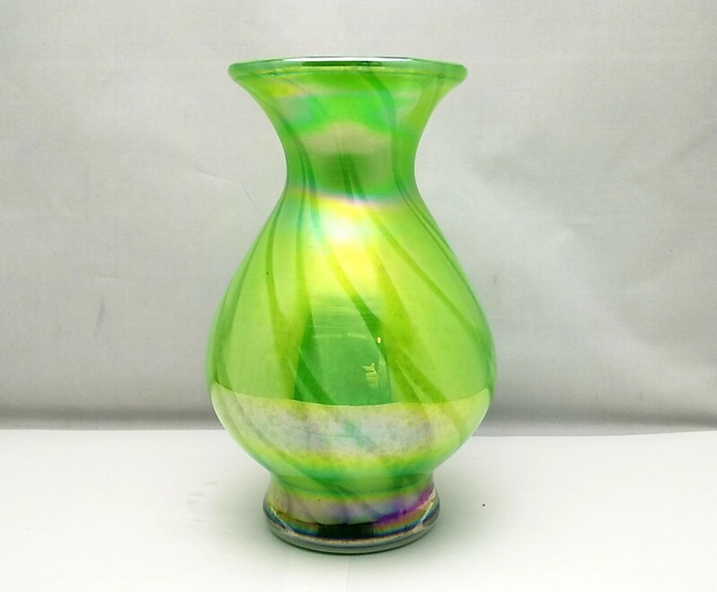 花瓶　ガラス　高さ25cm　口径12.5cm　胴径15cm　重さ1582g　/　花器　花入れ　壺　インテリア　フラワーベース