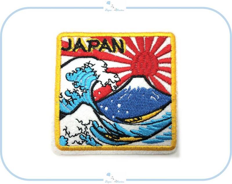 ES31 アップリケ 刺繍 JAPAN 富士山 波 ハンドメイド 材料 手芸 日本 海 日の出 ニッポン 浮世絵 デザイン インポート アイロン ワッペン