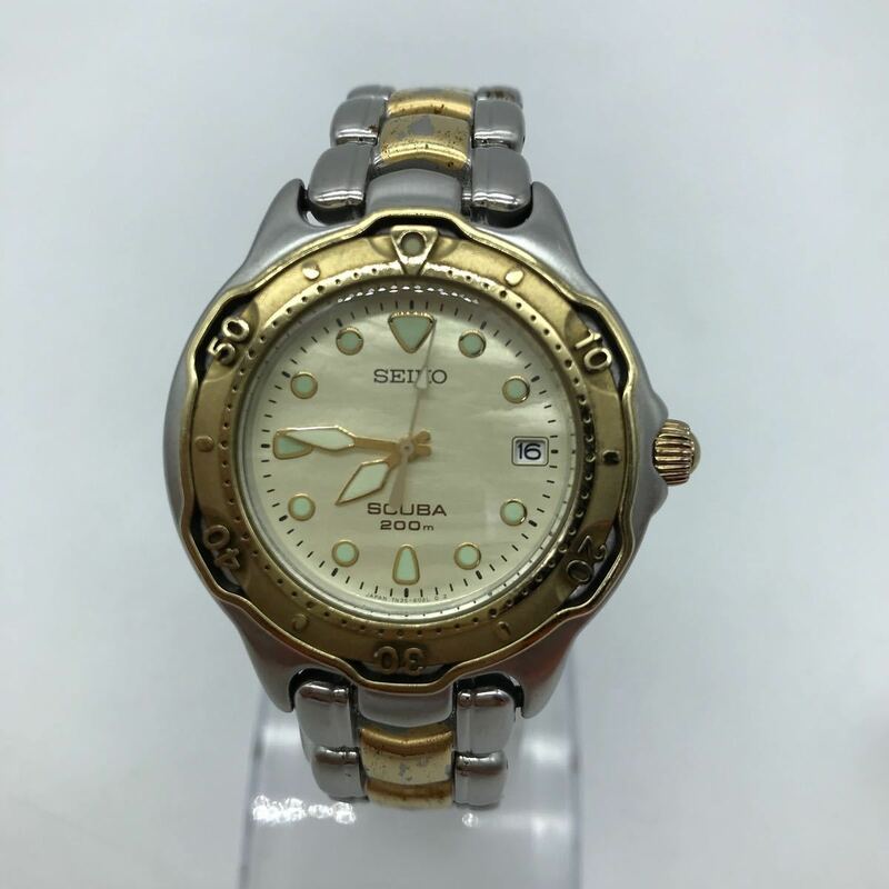 SEIKO セイコー SCUBA スキューバ シェル文字盤 クォーツ 腕時計 アナログ 7N35-6030 動作品