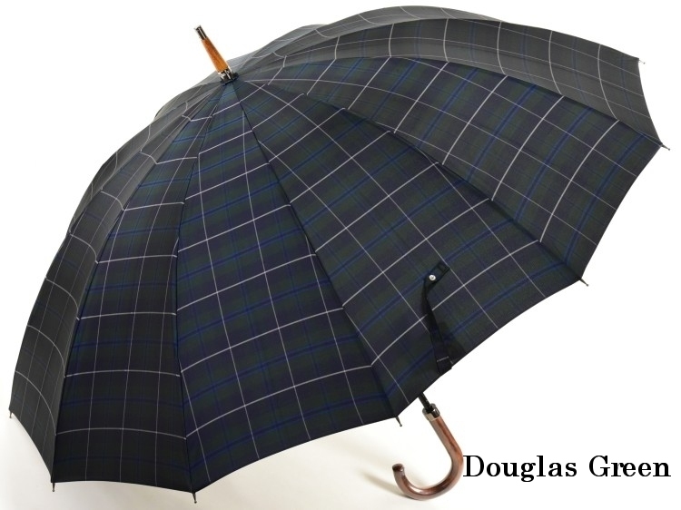 傘 メンズ 長傘 槙田商店 マキタトラッド 12本骨 雨傘 Douglas Green ダグラスグリーン UVカット加工 晴雨兼用傘 日本製